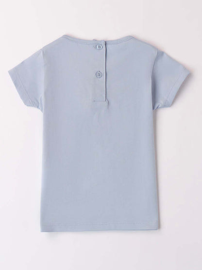 T-SHIRT CON STRASS IDO BAMBINA CELESTE