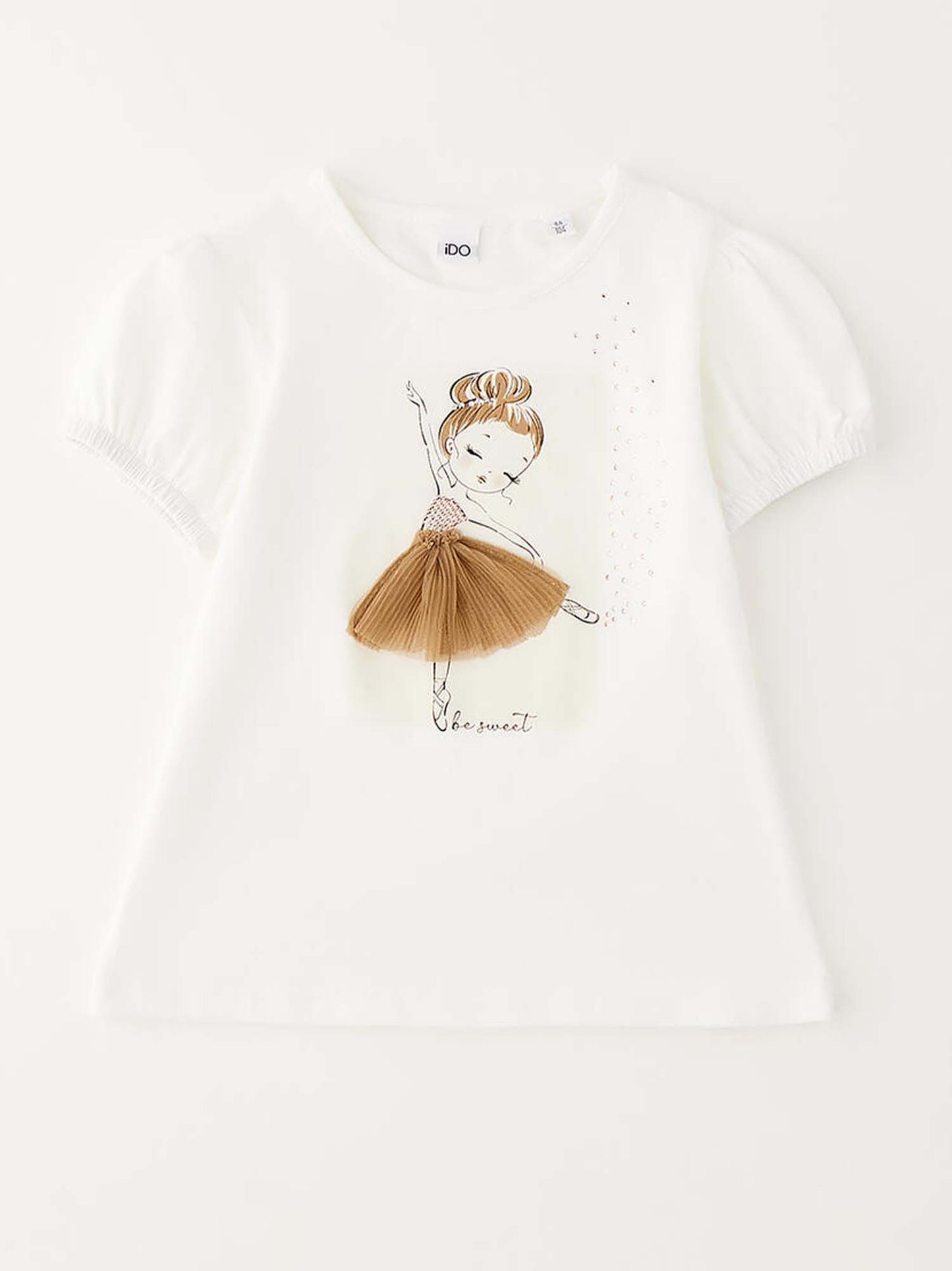 T-shirt bianca a maniche corte per bambino unisex Ido