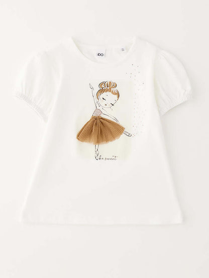 T-shirt bianca a maniche corte per bambino unisex Ido