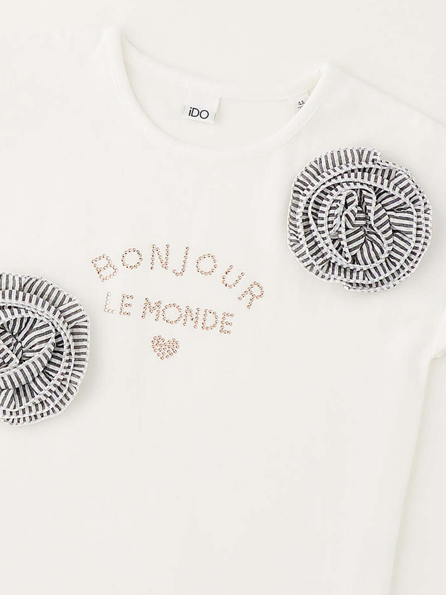 T-shirt bianca a maniche corte unisex bambino Ido