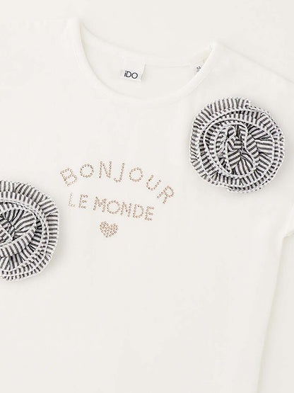 T-shirt bianca a maniche corte unisex bambino Ido