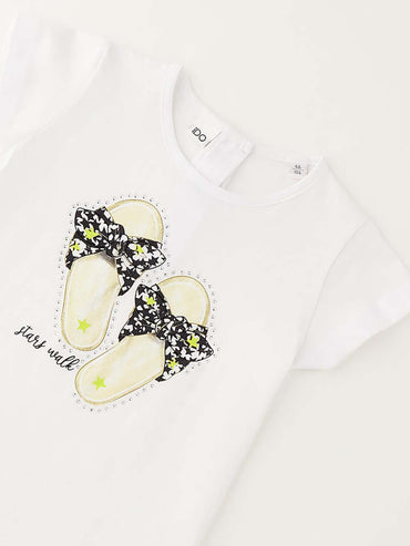 T-shirt maniche corte unisex bambino bianca Ido