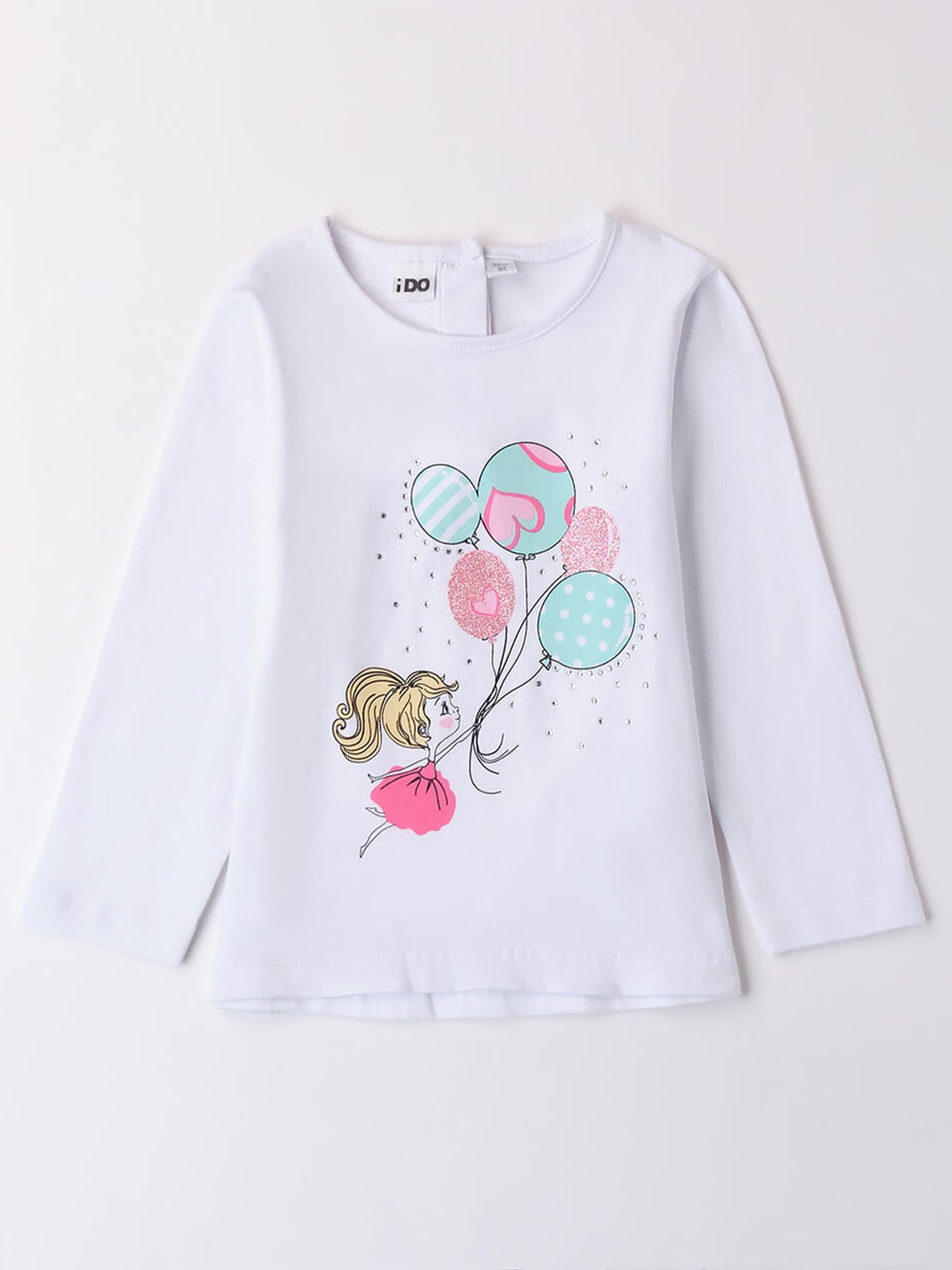 T-SHIRT CON STAMPA E STRASS IDO BAMBINA BIANCO
