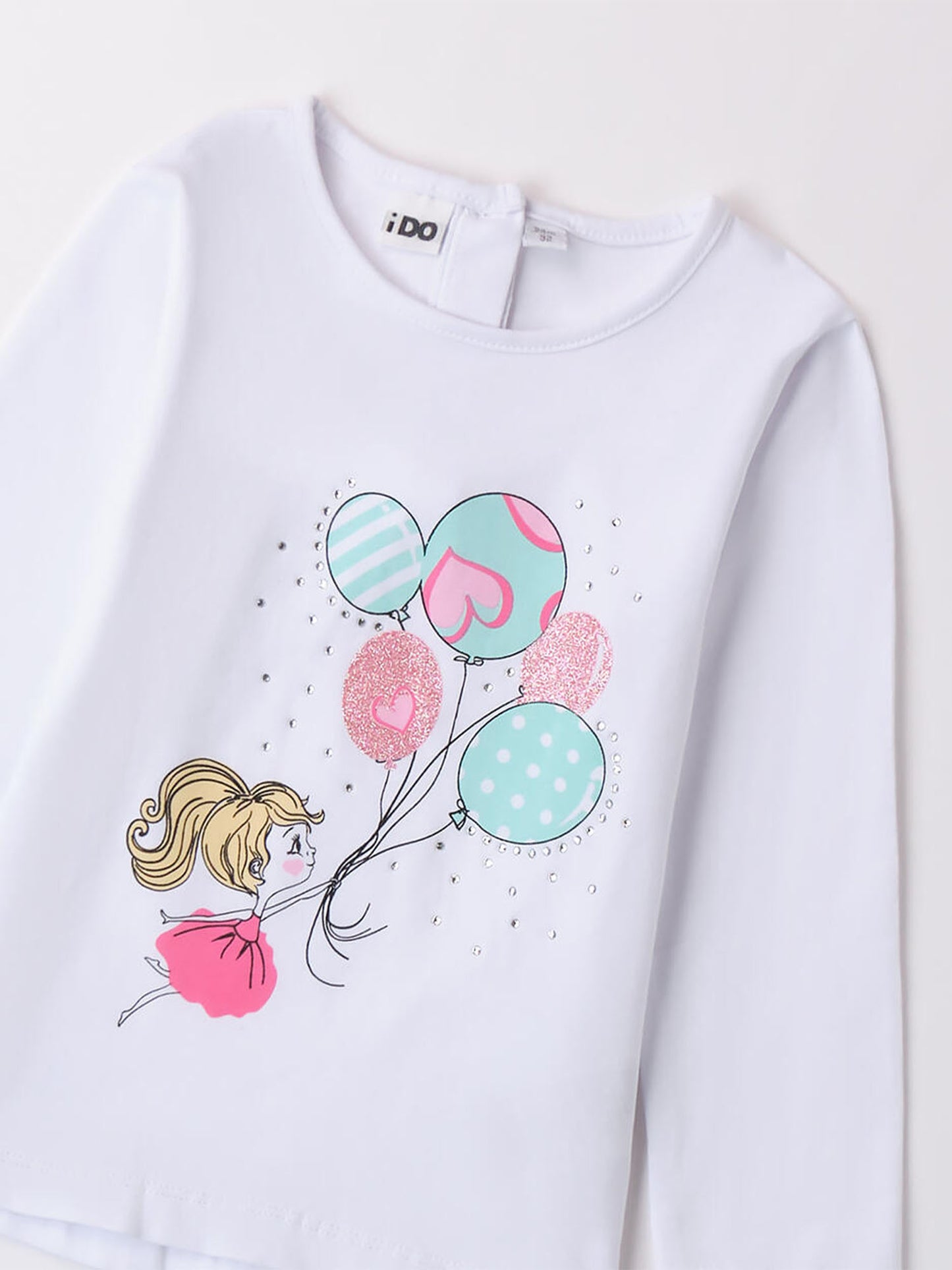 T-SHIRT CON STAMPA E STRASS IDO BAMBINA BIANCO