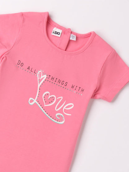 T-SHIRT CON STRASS IDO BAMBINA ROSA