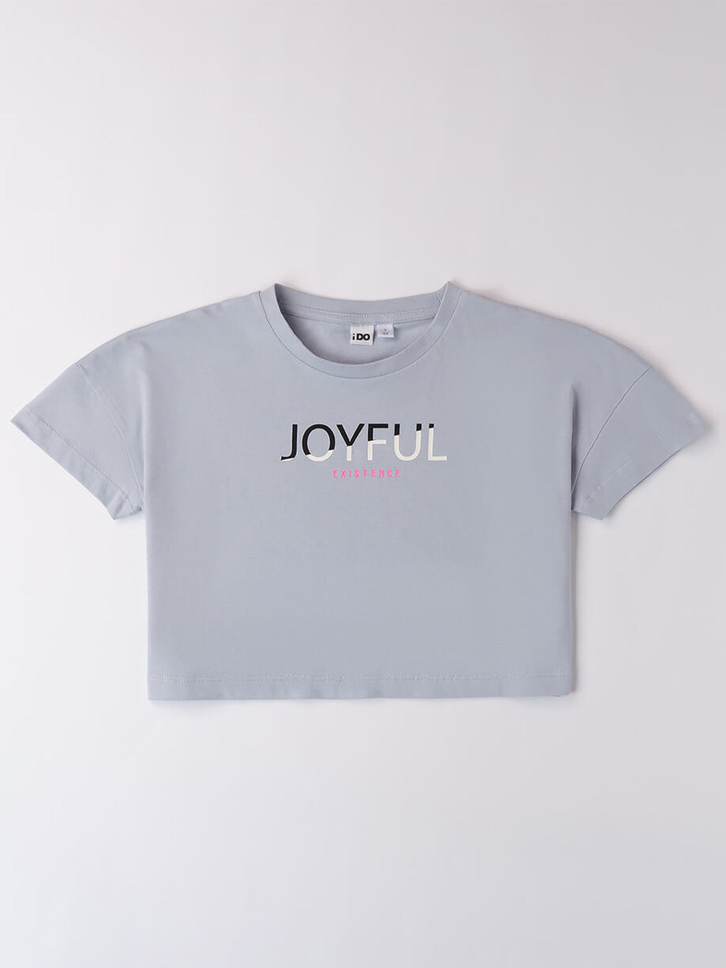 T-SHIRT CON STAMPA IDO RAGAZZA CELESTE