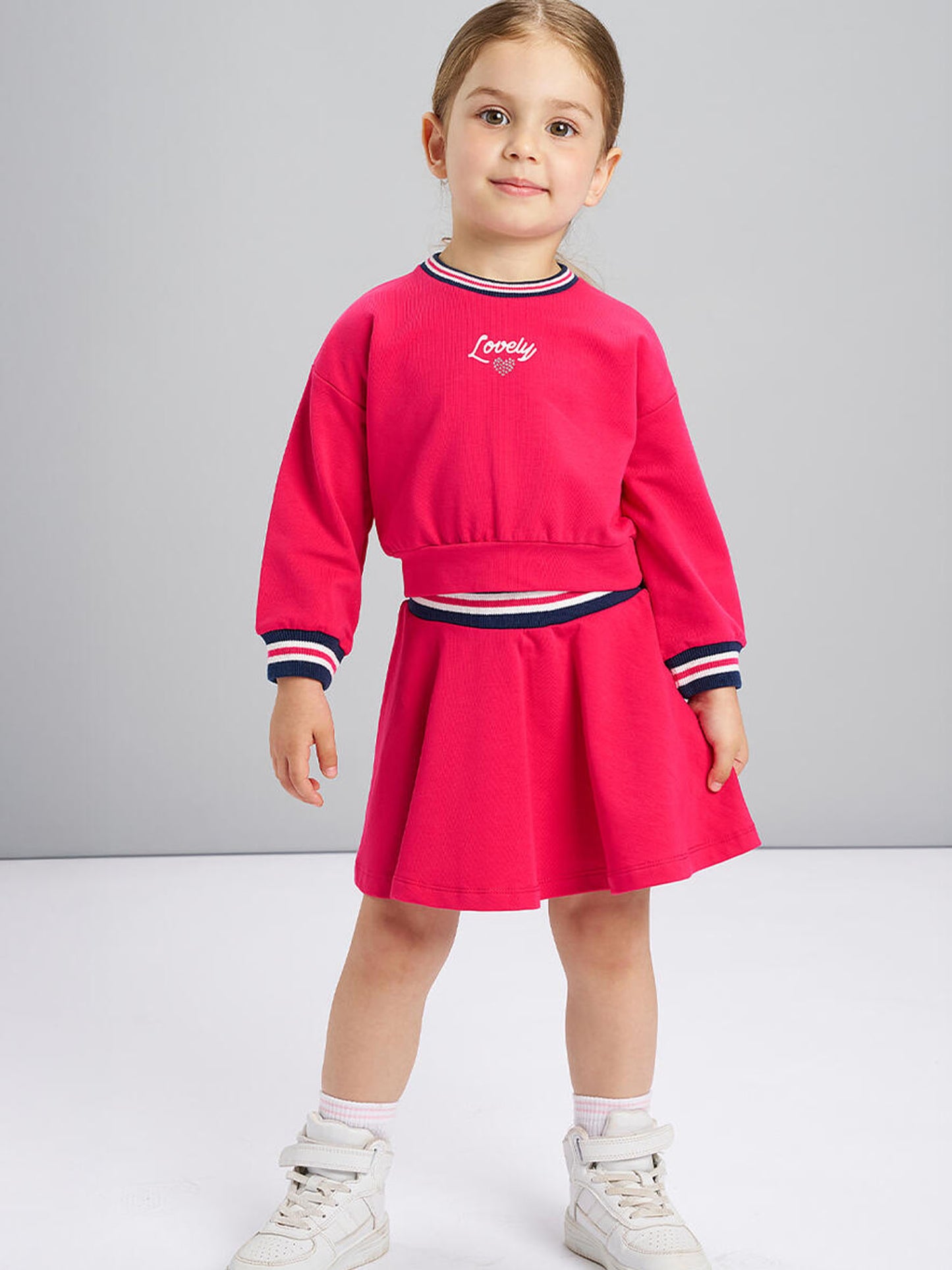 COMPLETO FELPA+GONNA I DO DA BAMBINA FUCSIA