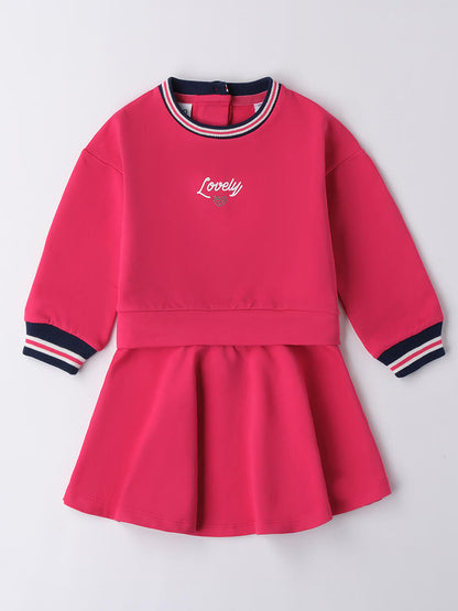 COMPLETO FELPA+GONNA I DO DA BAMBINA FUCSIA