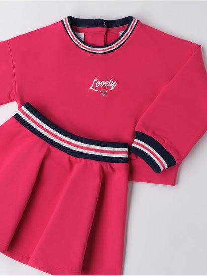 COMPLETO FELPA+GONNA I DO DA BAMBINA FUCSIA