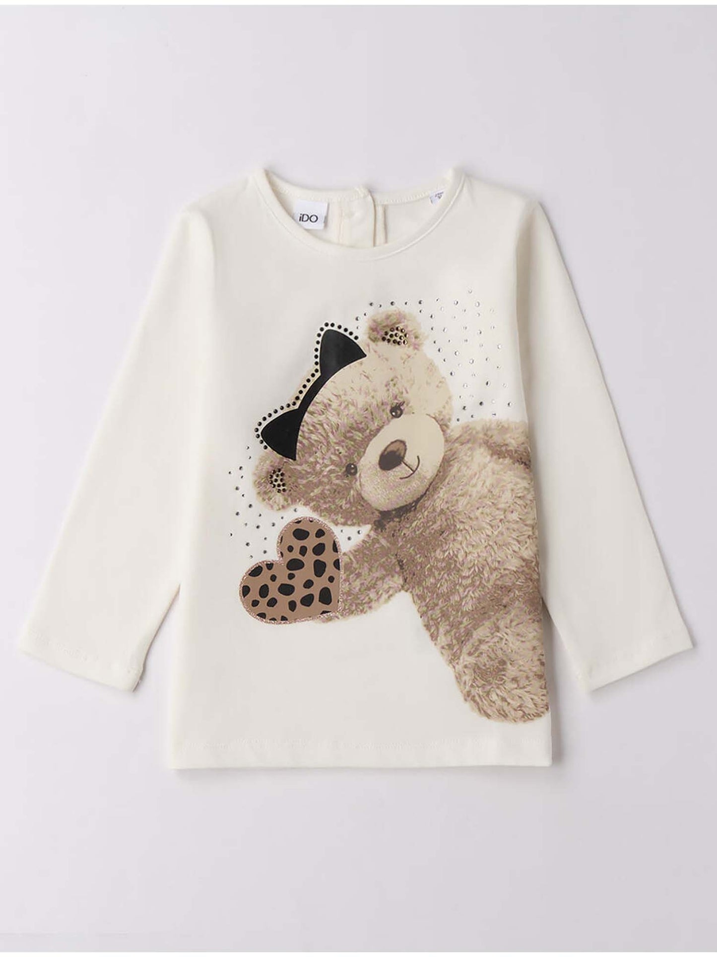 MAGLIA MANICA LUNGA CON ORSETTO iDO DA BAMBINA BIANCO