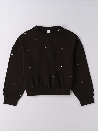 FELPA CON BORCHIE iDO DA BAMBINA NERO