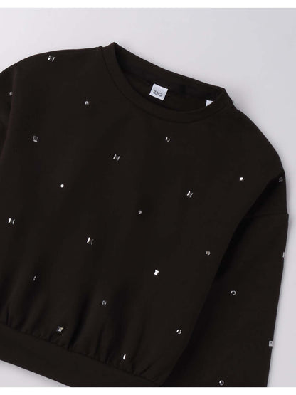 FELPA CON BORCHIE iDO DA BAMBINA NERO