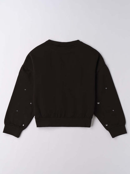 FELPA CON BORCHIE iDO DA BAMBINA NERO