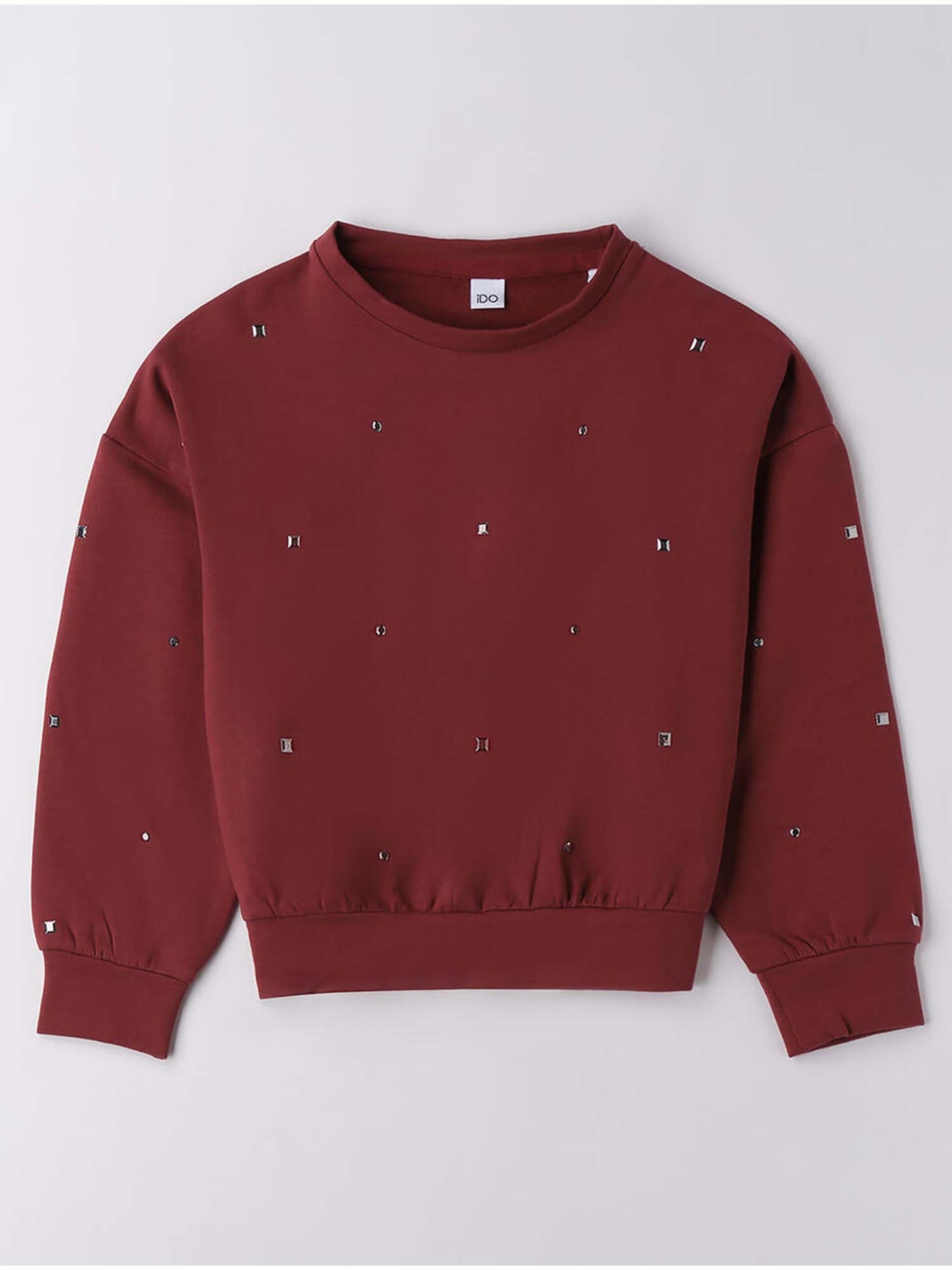 FELPA CON BORCHIE iDO DA BAMBINA BORDEAUX