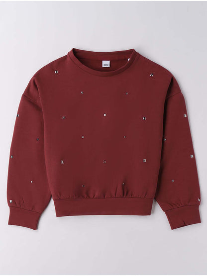 FELPA CON BORCHIE iDO DA BAMBINA BORDEAUX