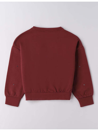 FELPA CON BORCHIE iDO DA BAMBINA BORDEAUX