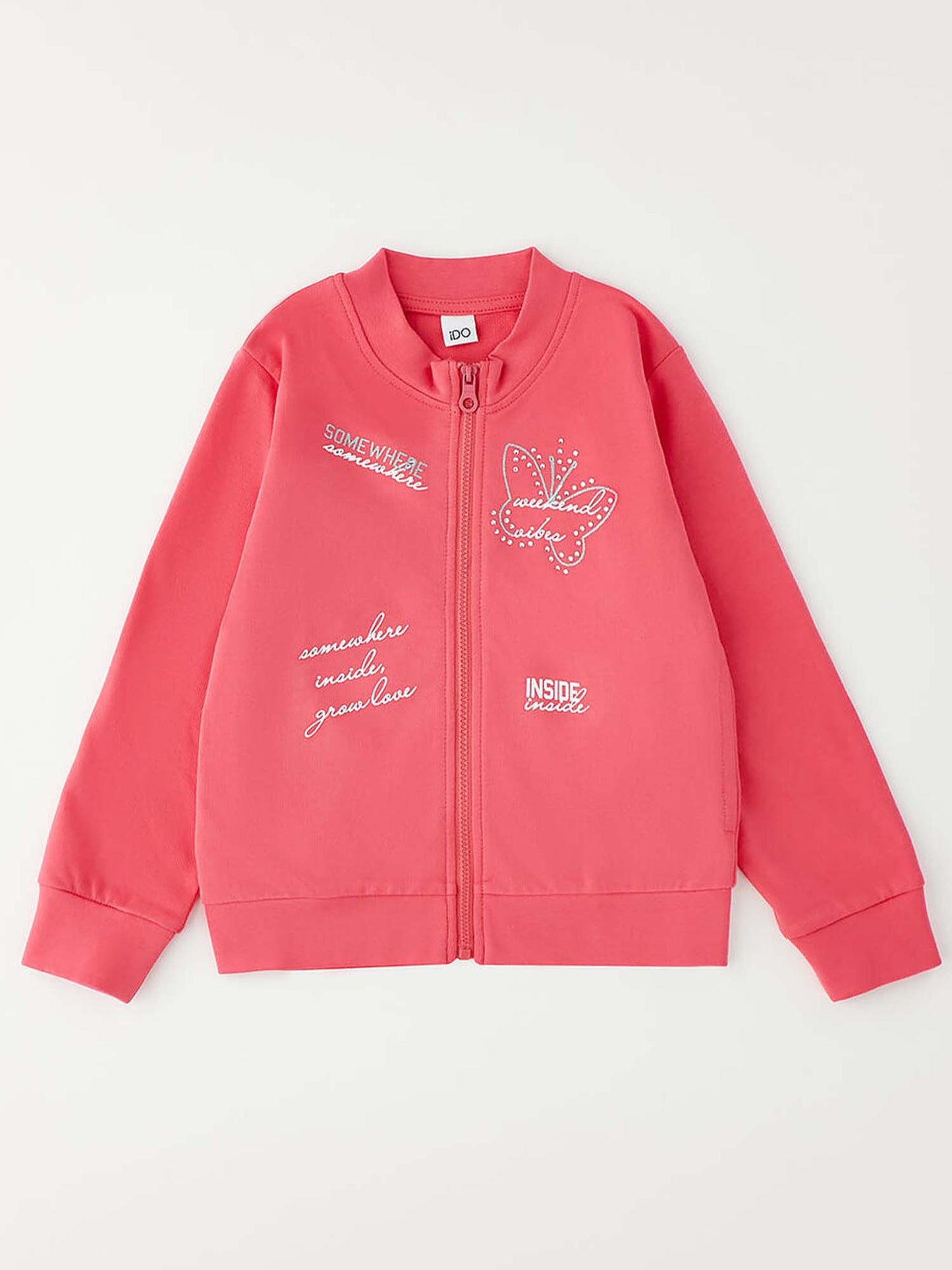Felpa con zip unisex bambino Ido in fucsia