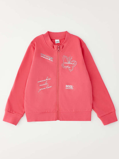 Felpa con zip unisex bambino Ido in fucsia