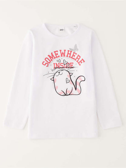 T-shirt bianca a maniche corte unisex bambino Ido 4G403