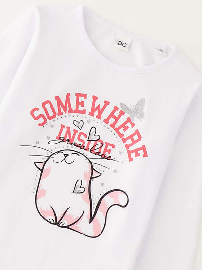 T-shirt bianca a maniche corte unisex bambino Ido 4G403