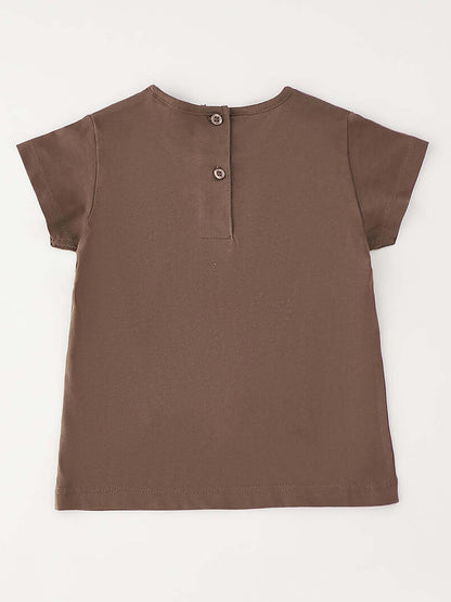 T-shirt unisex bambino Ido in marrone dalla linea versatile