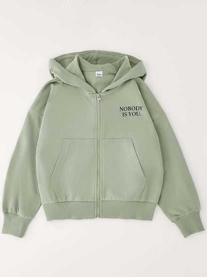 Felpa con zip verde unisex per bambino Ido