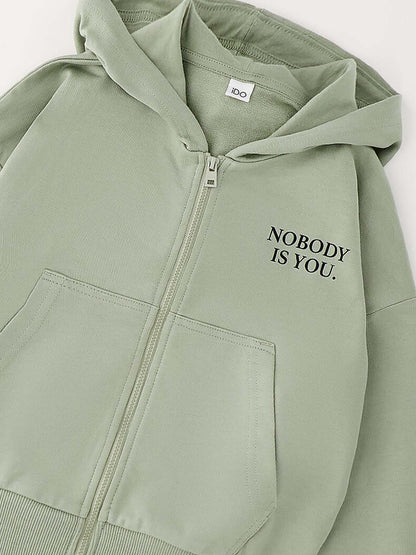 Felpa con zip verde unisex per bambino Ido