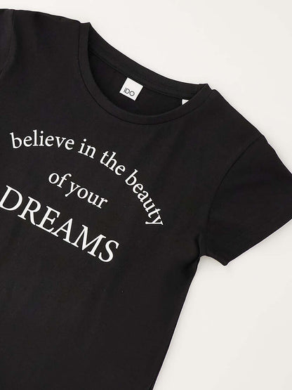 T-shirt nera unisex bambino Ido 4G855 G1 0658