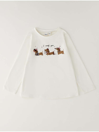 Ido 4H505 0112, t-shirt a maniche lunghe unisex bambino bianca