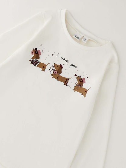 Ido 4H505 0112, t-shirt a maniche lunghe unisex bambino bianca