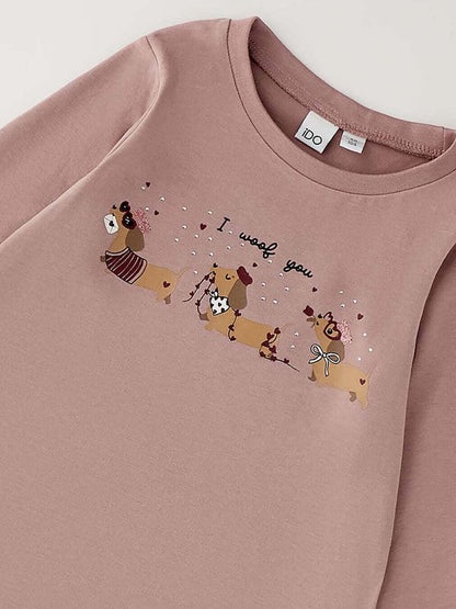 Ido BTS, t-shirt a maniche lunghe da bambina rosa