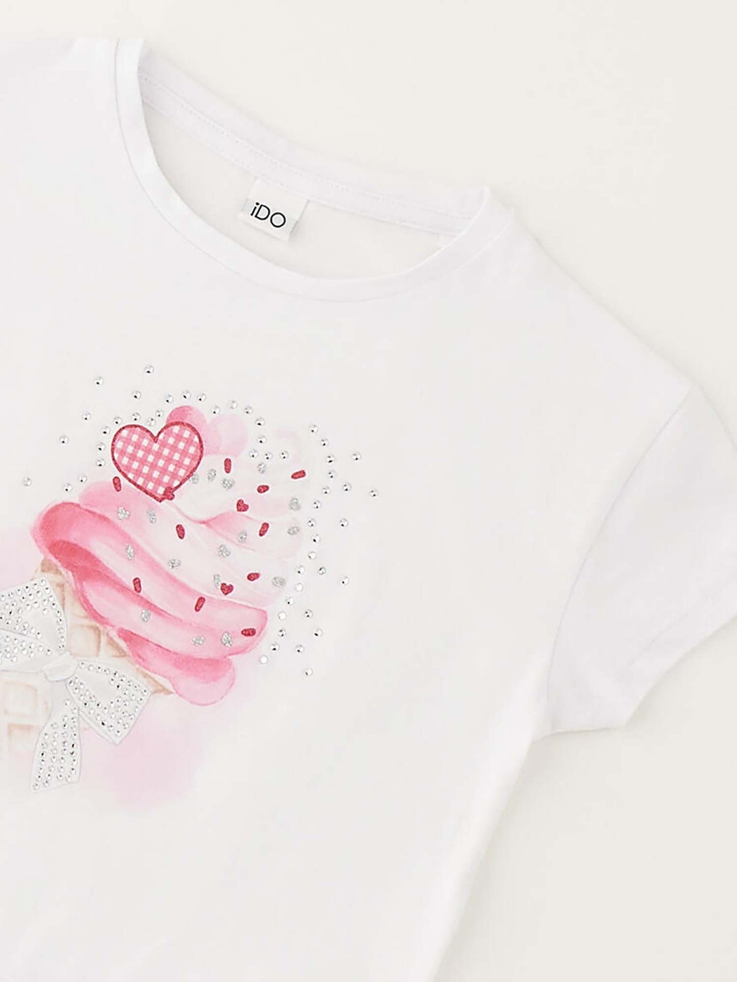 T-shirt bianca a maniche corte unisex bambino Ido