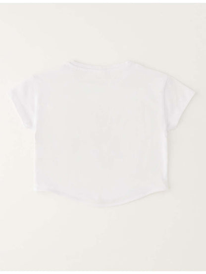 T-shirt bianca a maniche corte unisex bambino Ido