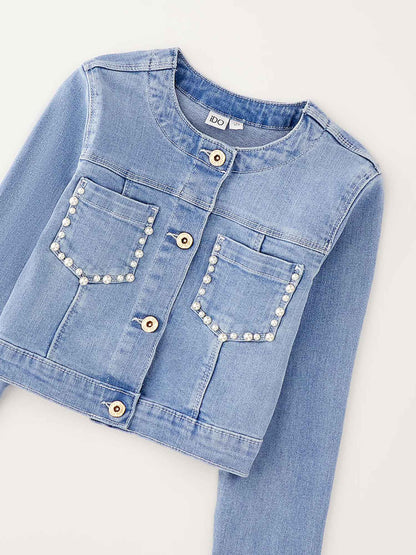 Giubbino unisex bambino in denim per la primavera-estate