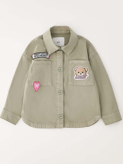 Camicia verde unisex bambino a manica lunga di Ido