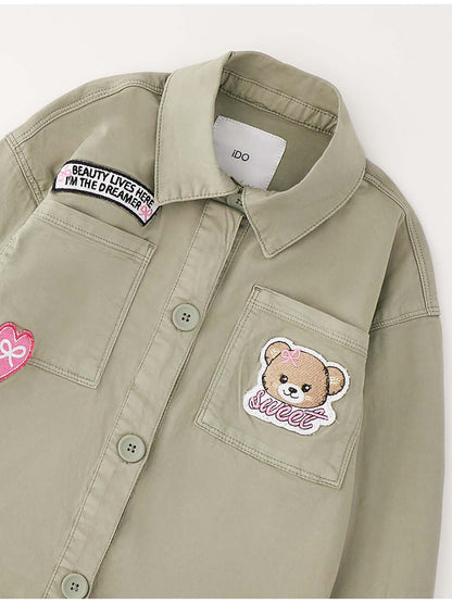 Camicia verde unisex bambino a manica lunga di Ido