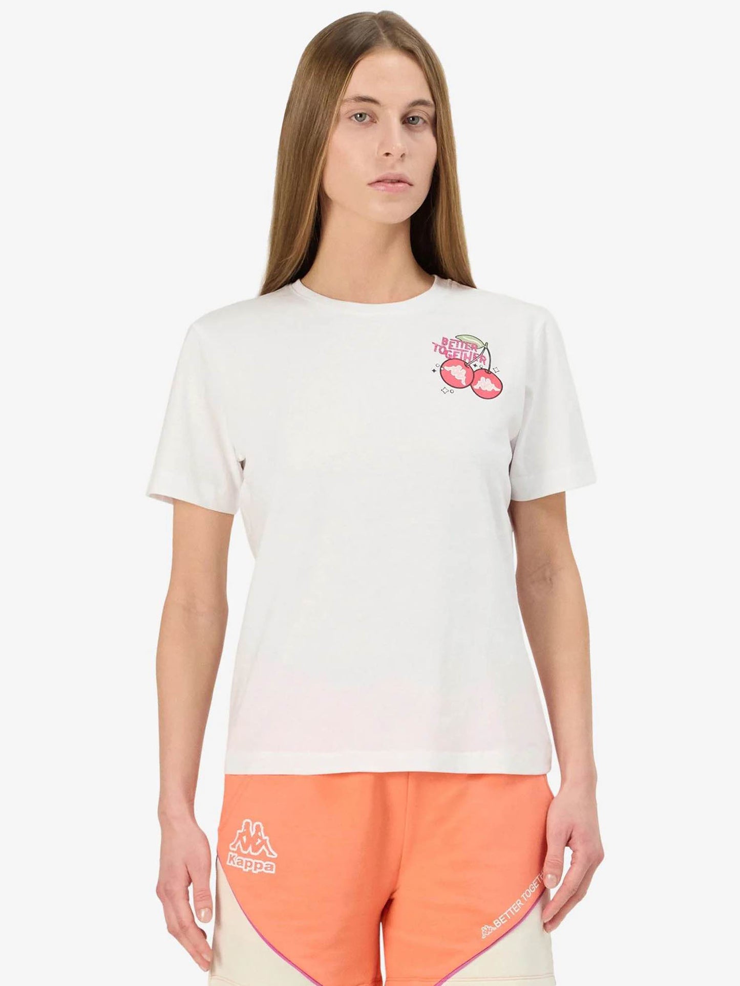 T-SHIRT CON STAMPA KAPPA DONNA BIANCO