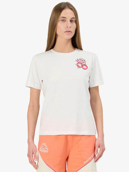 T-SHIRT CON STAMPA KAPPA DONNA BIANCO