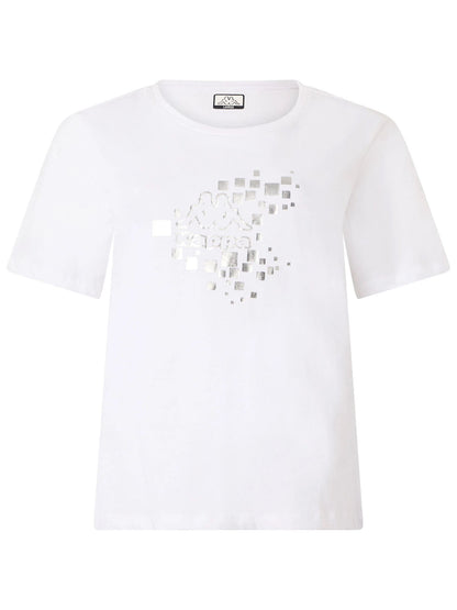T-SHIRT CON STAMPA LAMINATA KAPPA DONNA BIANCO