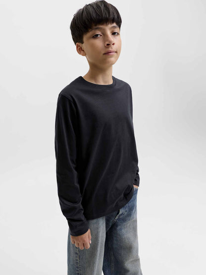 Jack&Jones Jr Organic, t-shirt a maniche lunghe da bambino nera