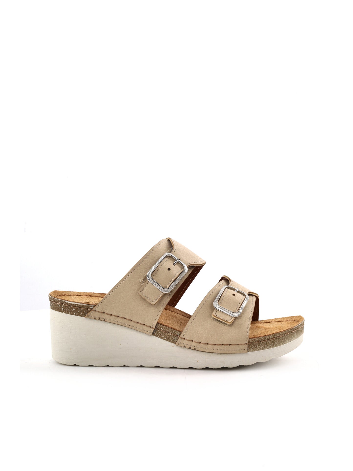 Tiglio Ciabatte donna Tropea beige con risvolto in eco-pelliccia