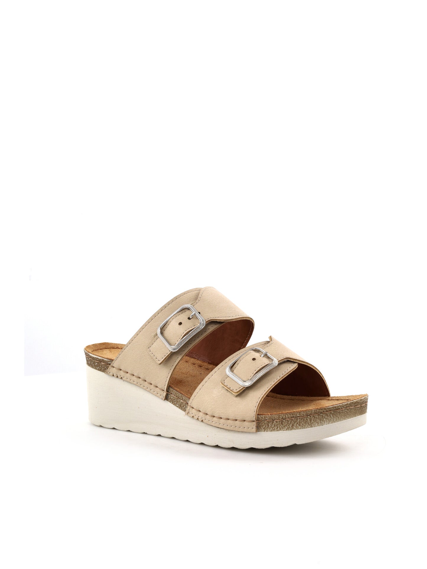 Tiglio Ciabatte donna Tropea beige con risvolto in eco-pelliccia