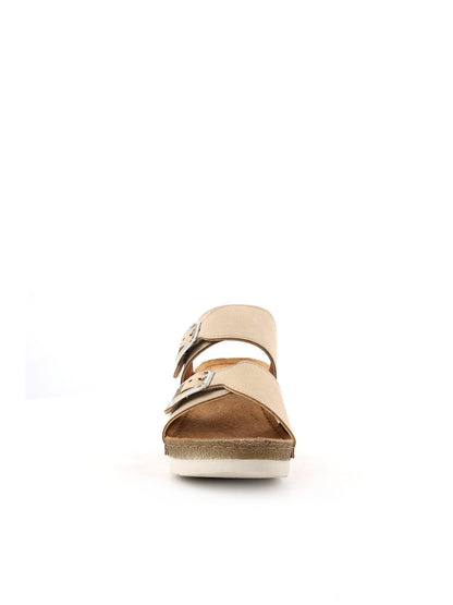 Tiglio Ciabatte donna Tropea beige con risvolto in eco-pelliccia