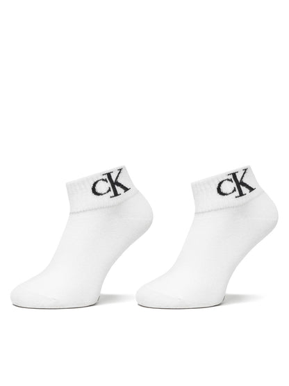 Set da 2 paia di calze quarter bianche Calvin Klein Jeans da donna