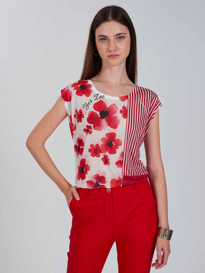 T-SHIRT CON STAMPA YES ZEE DONNA ROSSO