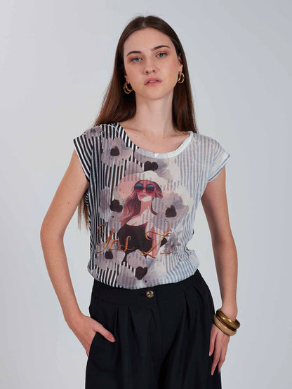 T-SHIRT CON STAMPA YES ZEE DONNA NERO