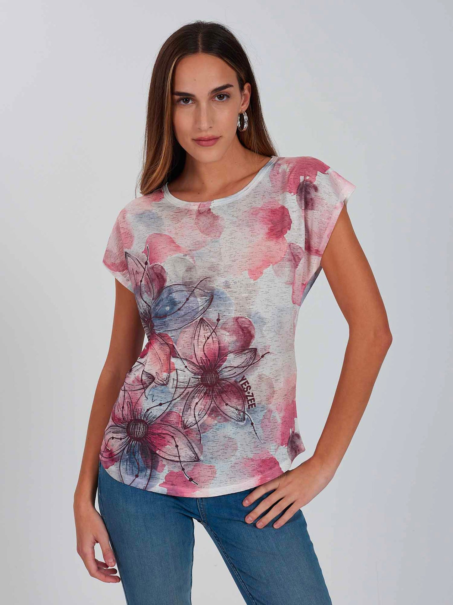 T-SHIRT CON STAMPA YES ZEE DONNA ROSA