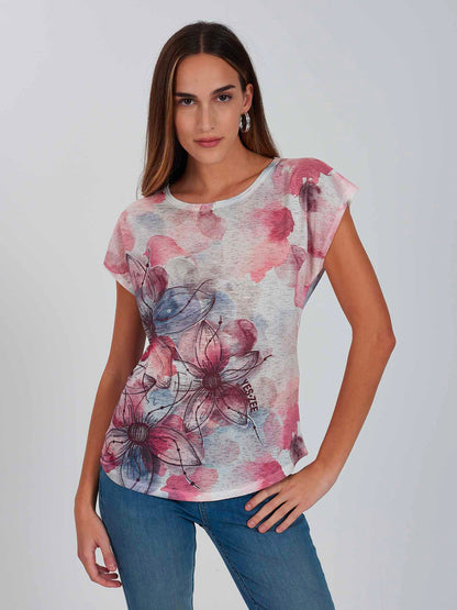 T-SHIRT CON STAMPA YES ZEE DONNA ROSA