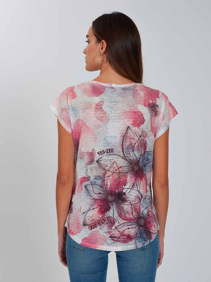 T-SHIRT CON STAMPA YES ZEE DONNA ROSA