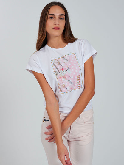 T-SHIRT CON STAMPA YES ZEE DONNA BIANCO
